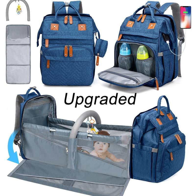 Kabaqoo's Chic Mommy Backpack: Ultimate Diaper Bag with Mosquito Net & Foldable Baby Bed for On-the-Go Moms