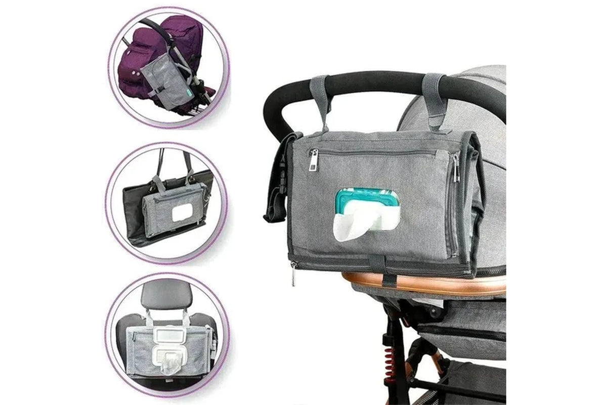 Chic Grey Anymom Diaper Bag with Changing Pad - The Perfect Blend of Style and Functionality for Modern Moms