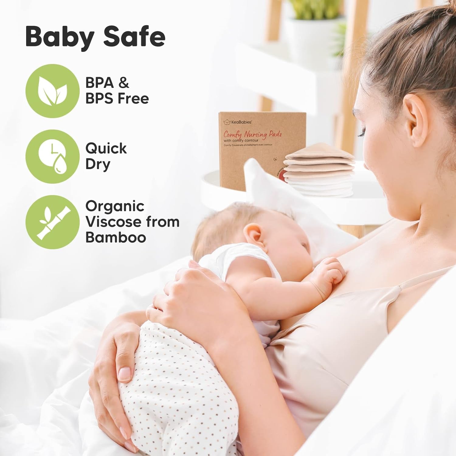 14-Pack Organic Bamboo Nursing Pads - Reusable Breast Pads for Breastfeeding, Nipple Pads, Washable Nursing Pad, Breastfeeding Pads for Leaking, Breast Milk Pads, Bra Pads