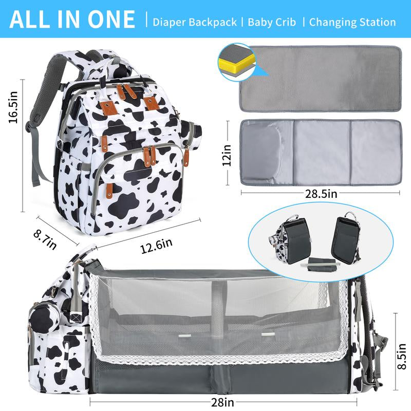 Kabaqoo's Chic Mommy Backpack: Ultimate Diaper Bag with Mosquito Net & Foldable Baby Bed for On-the-Go Moms