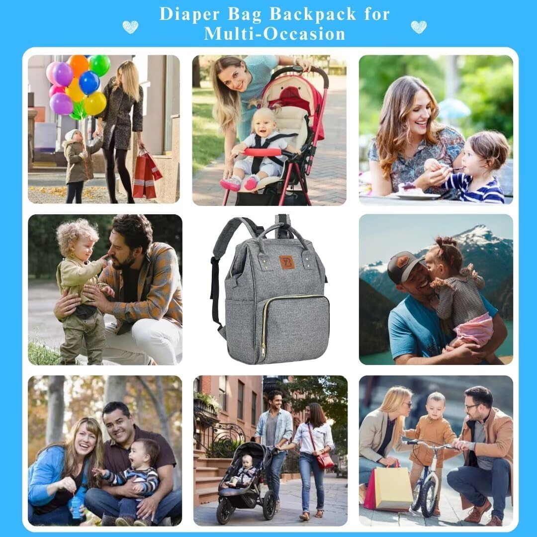 Baby Diaper Bag Backpack Baby Care Bag with Stroller Straps and Multifunctional Waterproof Baby Stuff Travel Backpack with Insulated Pockets and Large Maternity Baby Bags