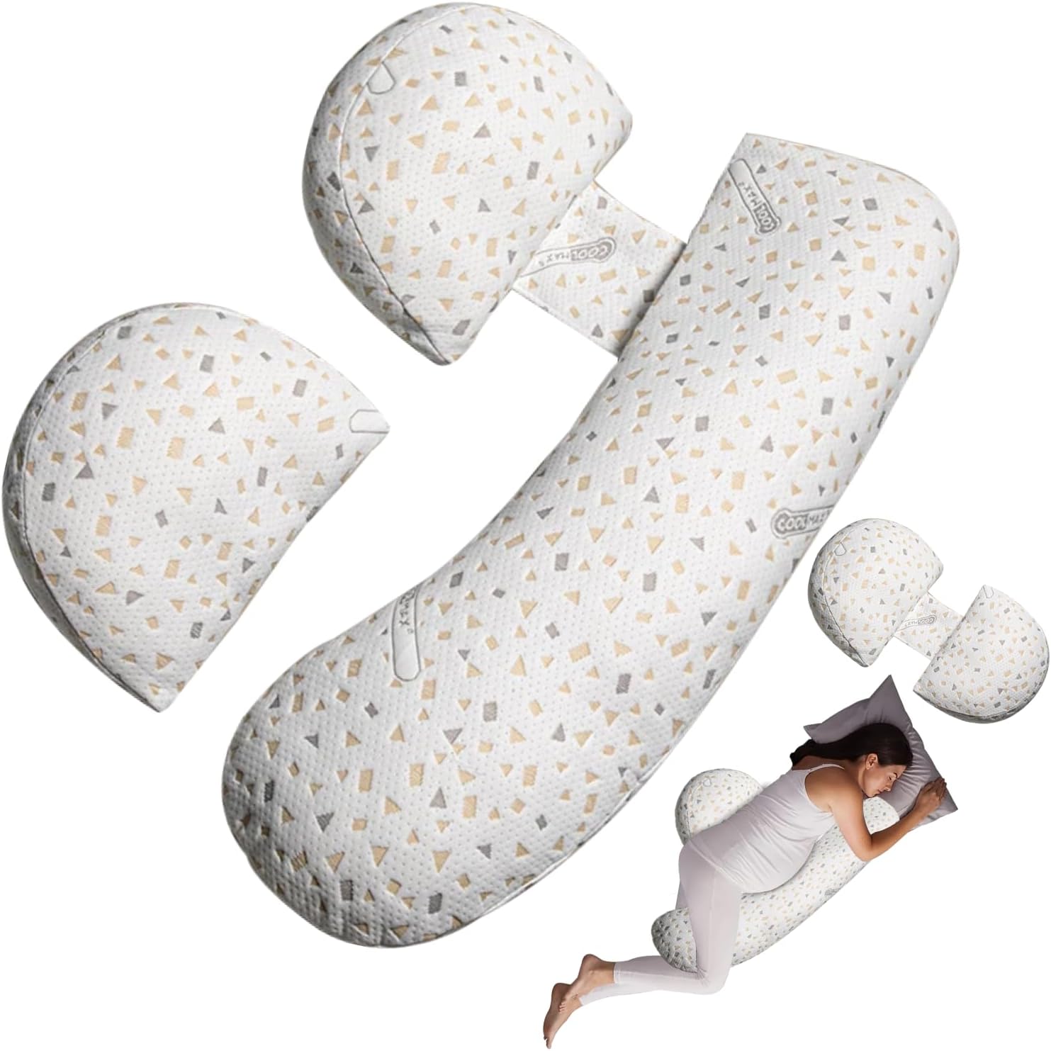 Pregnancy Pillow, Maternity Pillow for Sleeping, Soft Baby Bub Maternity Pillow with Detachable & Adjustable Pillow Cover, Pregnancy Body Pillow Support Legs, Back, Belly, HIPS