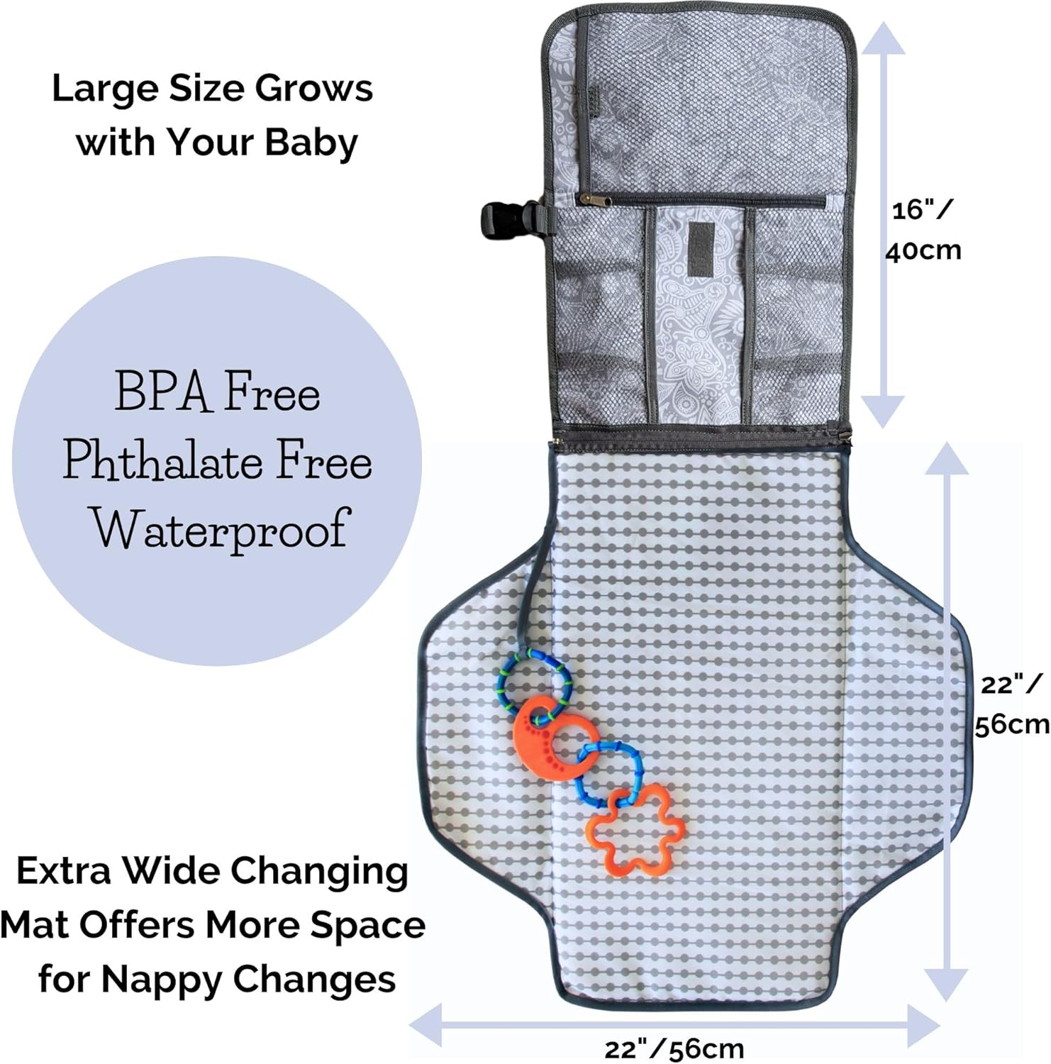 Portable Nappy Changing Mat - Waterproof Baby Change Pad for Travel (Sweet Dreams)