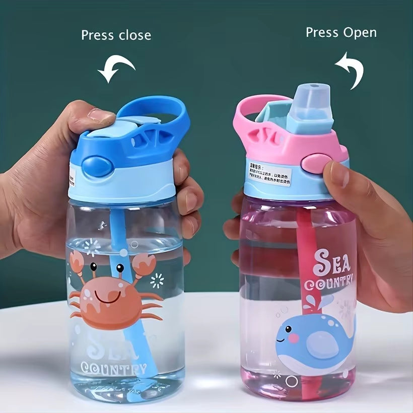Vibrant 480ML Leakproof Kids Sippy Cup with Fun Cartoon Characters - Perfect for Adventures!