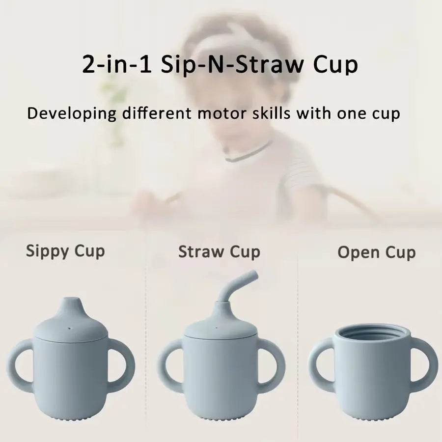 Introducing the Baby Silicone Straw Cup - The Perfect Portable Drinking Companion for Your Little One!