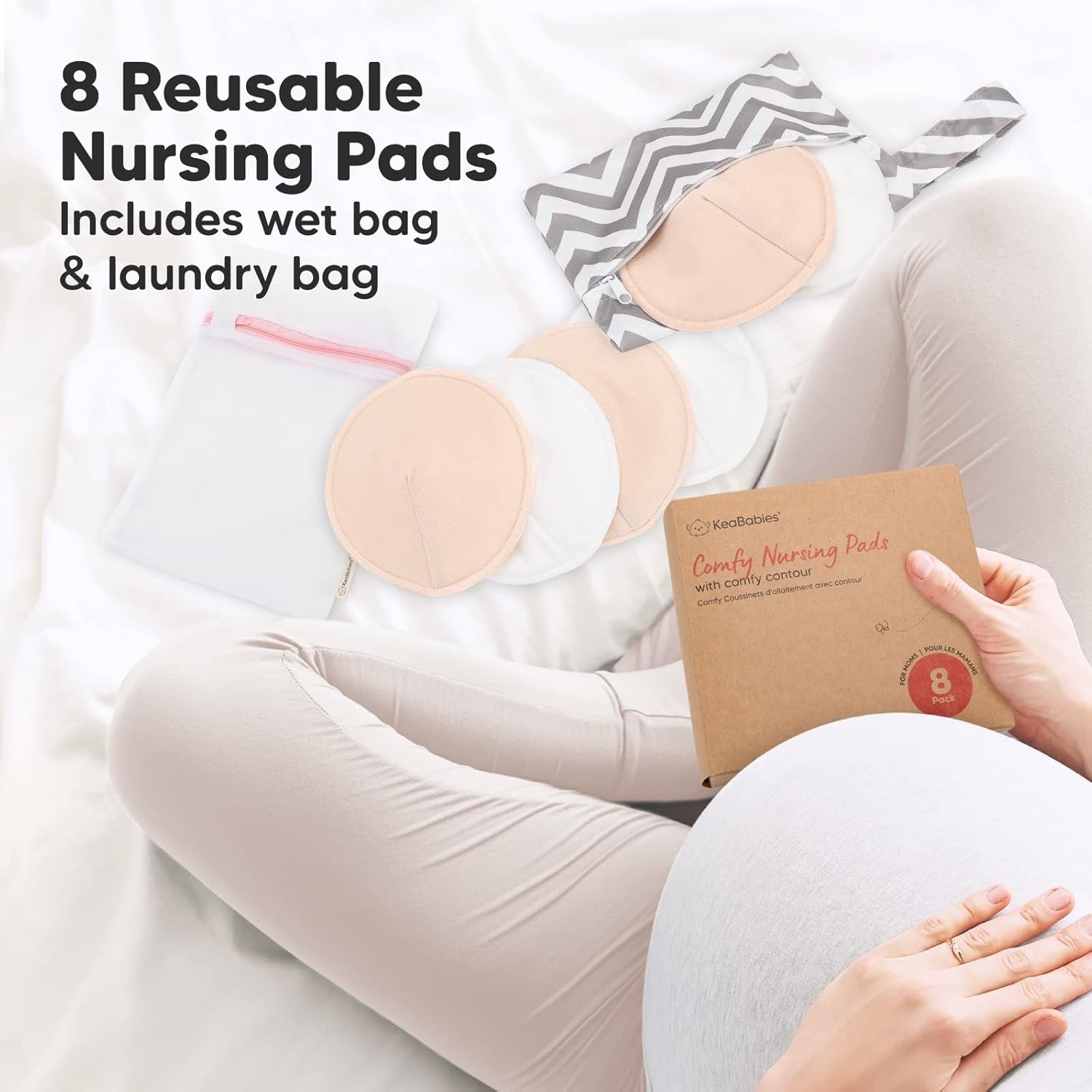 14-Pack Organic Bamboo Nursing Pads - Reusable Breast Pads for Breastfeeding, Nipple Pads, Washable Nursing Pad, Breastfeeding Pads for Leaking, Breast Milk Pads, Bra Pads
