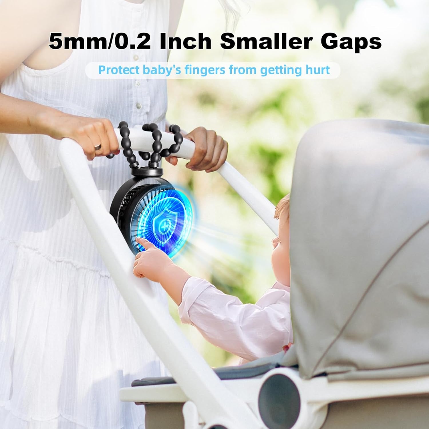 Baby Stroller Fan,20H Work Time Buggy Battery Powered Clip on Fan with Flexible Tripod Travel Beach Essentials for Car Seat Pram Crib Bike Treadmill Umbrella Wheelchairs Camping