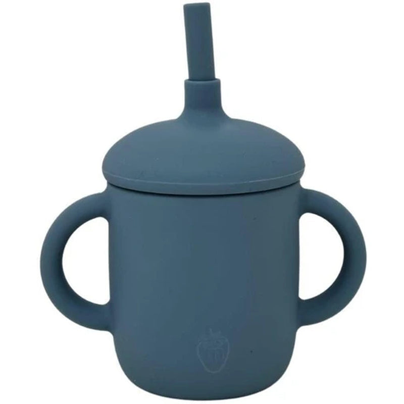 Sip in Style: Munch Blue Silicone Baby Cup with Easy-Grip Handles for Effortless Independence