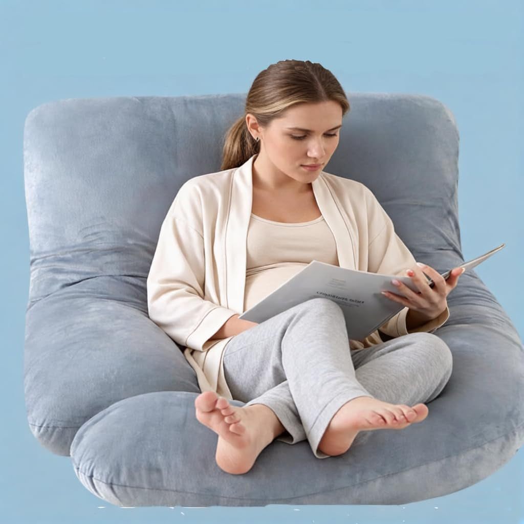 Pregnancy Pillow J-Shaped Full Body Support, 155cm Velvet Cover for Pregnant Women, Maternity Back Leg Belly Sleep Pillow with Removable Cover
