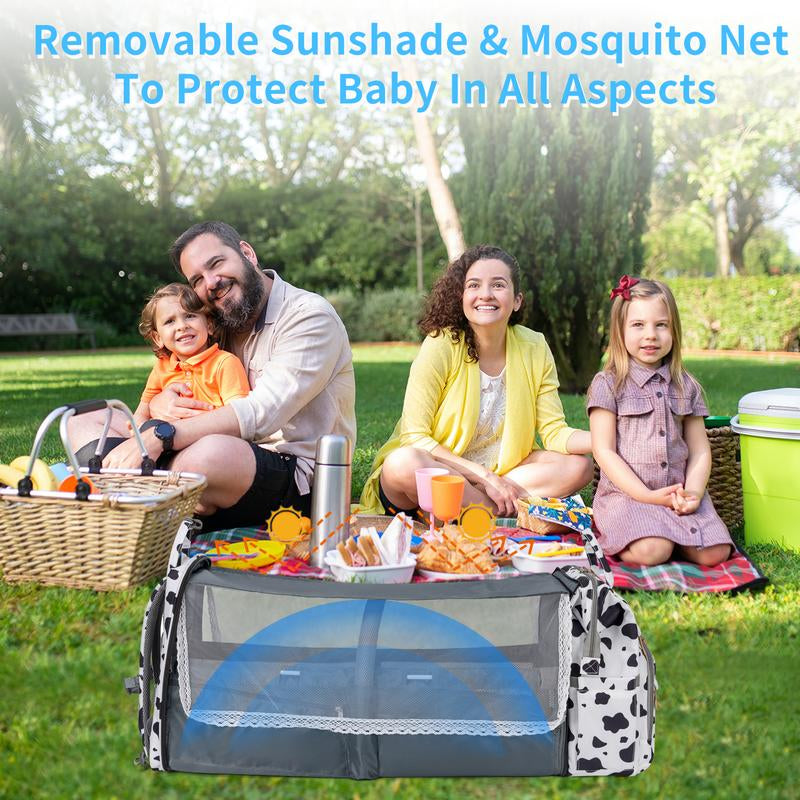 Kabaqoo's Chic Mommy Backpack: Ultimate Diaper Bag with Mosquito Net & Foldable Baby Bed for On-the-Go Moms