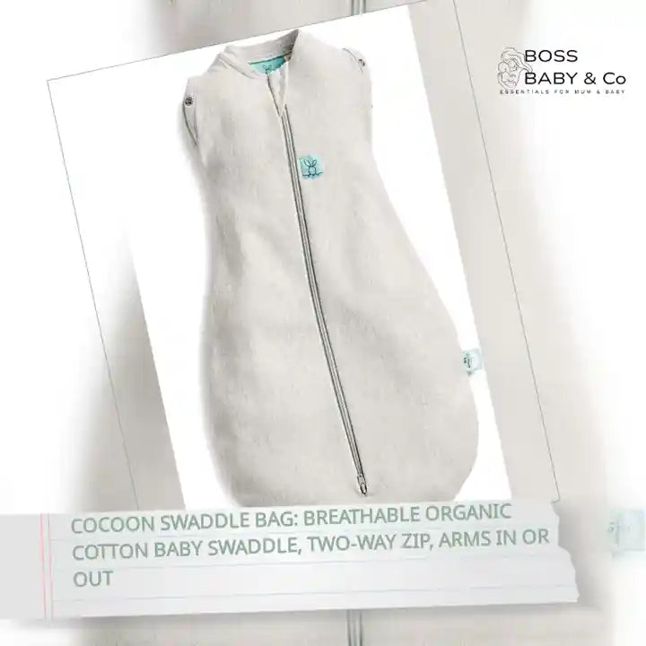 Cocoon Swaddle Bag: Breathable Organic Cotton Baby Swaddle, Two-Way Zip, Arms In or Out by@Outfy