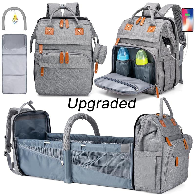 Kabaqoo's Chic Mommy Backpack: Ultimate Diaper Bag with Mosquito Net & Foldable Baby Bed for On-the-Go Moms