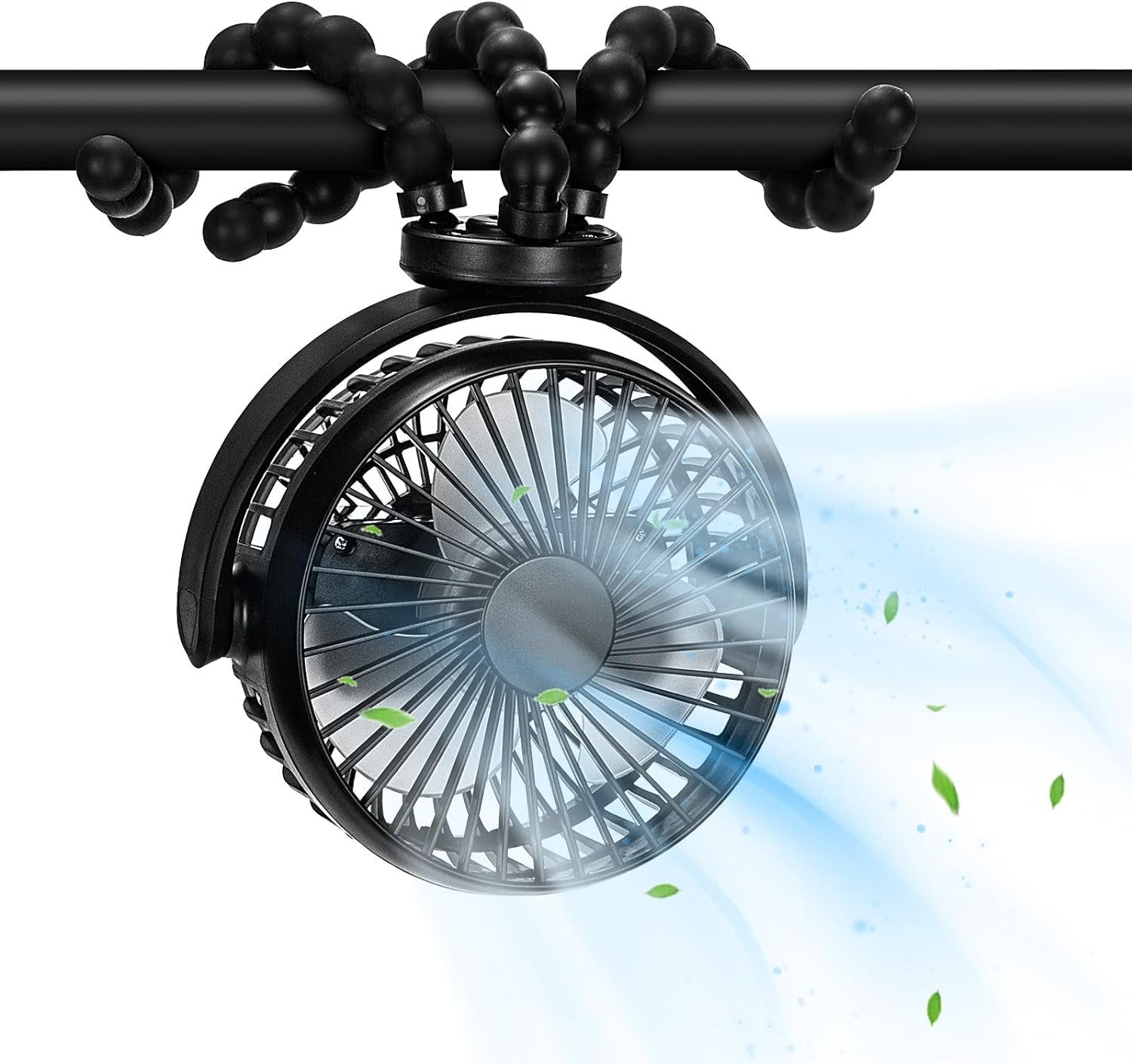 Baby Stroller Fan,20H Work Time Buggy Battery Powered Clip on Fan with Flexible Tripod Travel Beach Essentials for Car Seat Pram Crib Bike Treadmill Umbrella Wheelchairs Camping