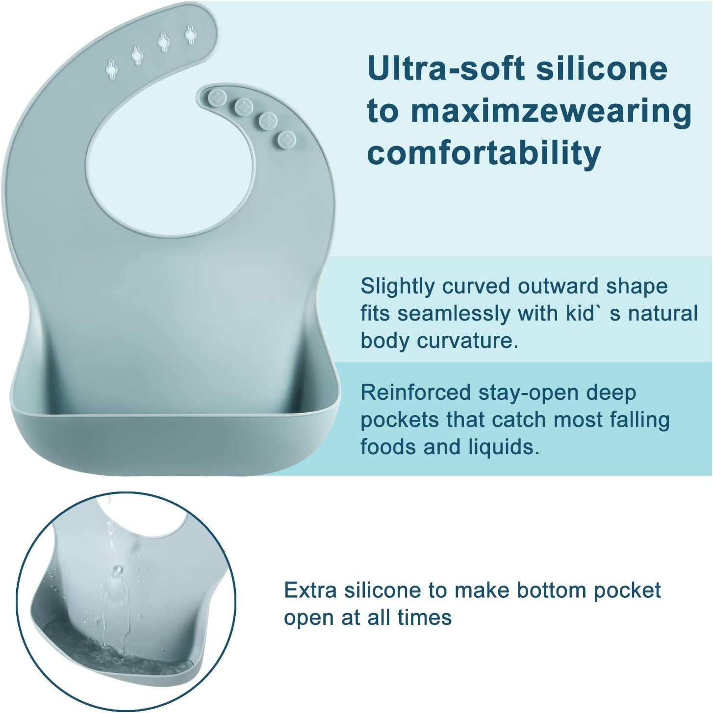 3 Pack Cute Silicone Baby Bibs for Babies & Toddlers (10-72 Months)| Waterproof Baby Feeding Bibs Adjustable with Wide Food Catcher Pocket, Soft, Unisex, Non Messy