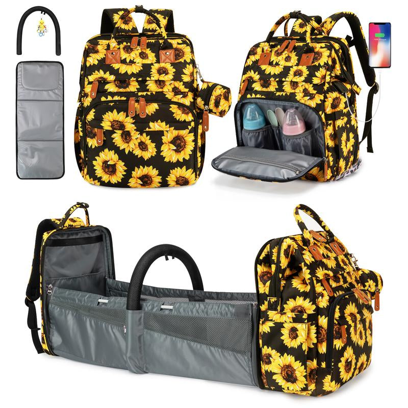 Kabaqoo's Chic Mommy Backpack: Ultimate Diaper Bag with Mosquito Net & Foldable Baby Bed for On-the-Go Moms