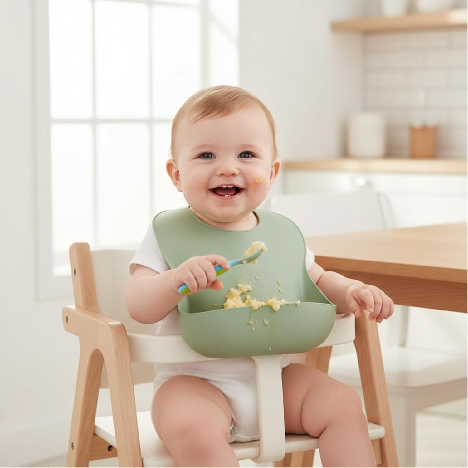 3 Pack Cute Silicone Baby Bibs for Babies & Toddlers (10-72 Months)| Waterproof Baby Feeding Bibs Adjustable with Wide Food Catcher Pocket, Soft, Unisex, Non Messy