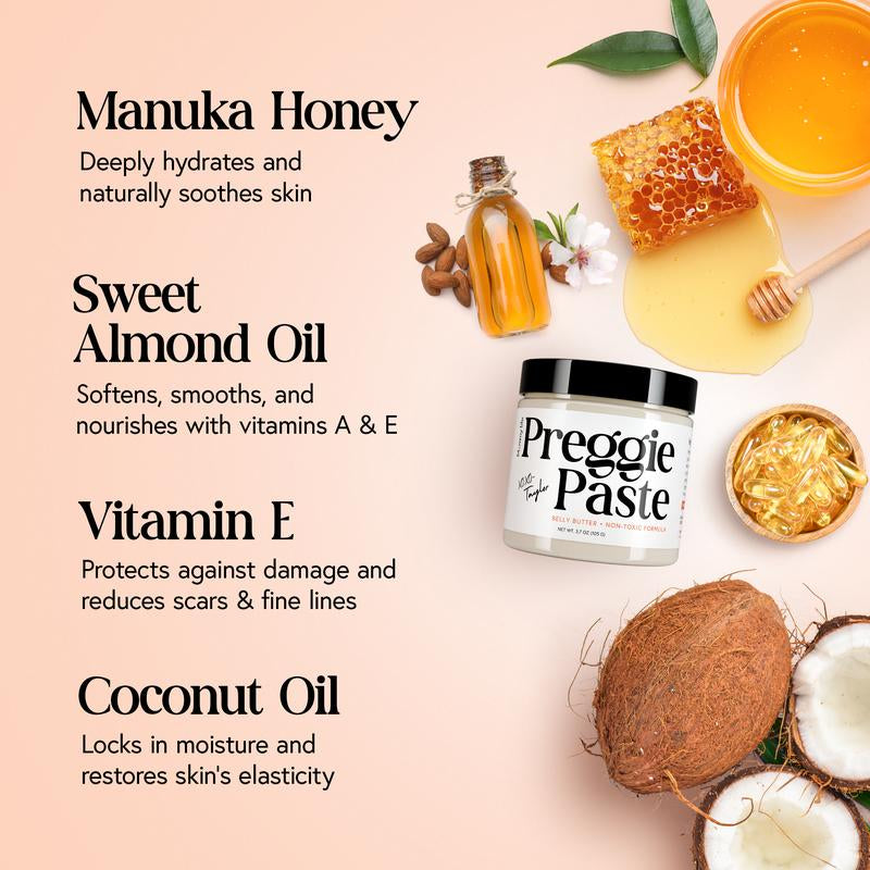 Transform Your Skin with Taylor's Preggie Paste Belly Butter - A Luxurious Hydrating Cream Infused with Manuka Honey & Vitamin E for Expecting Moms - 3.7 Oz
