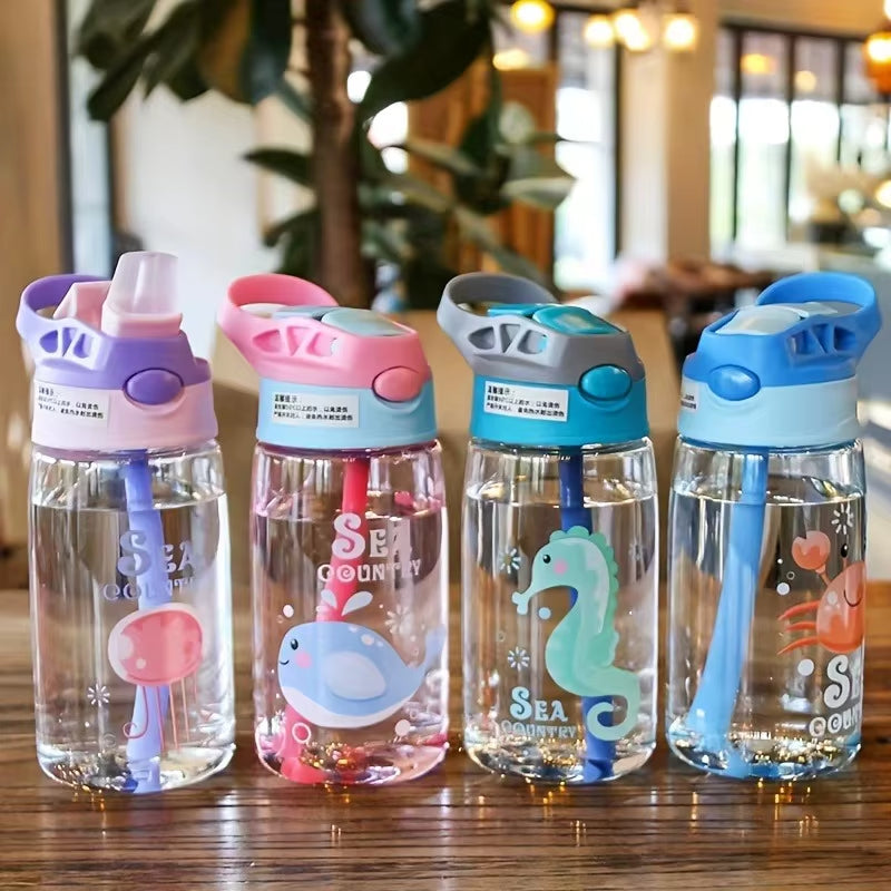 Vibrant 480ML Leakproof Kids Sippy Cup with Fun Cartoon Characters - Perfect for Adventures!