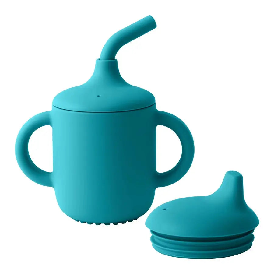Introducing the Baby Silicone Straw Cup - The Perfect Portable Drinking Companion for Your Little One!