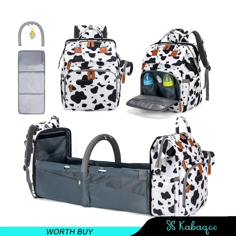 Kabaqoo's Chic Mommy Backpack: Ultimate Diaper Bag with Mosquito Net & Foldable Baby Bed for On-the-Go Moms