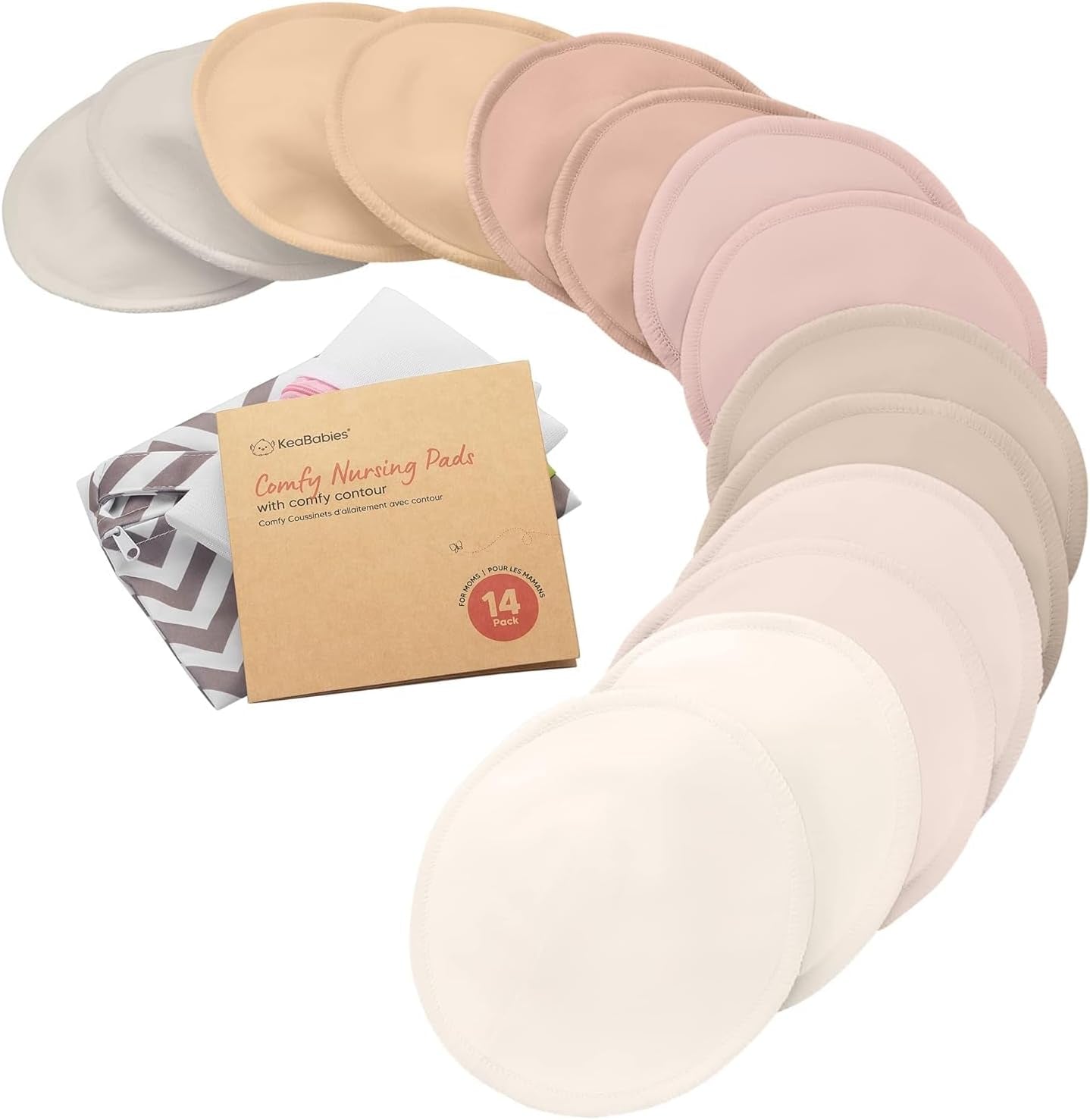 14-Pack Organic Bamboo Nursing Pads - Reusable Breast Pads for Breastfeeding, Nipple Pads, Washable Nursing Pad, Breastfeeding Pads for Leaking, Breast Milk Pads, Bra Pads