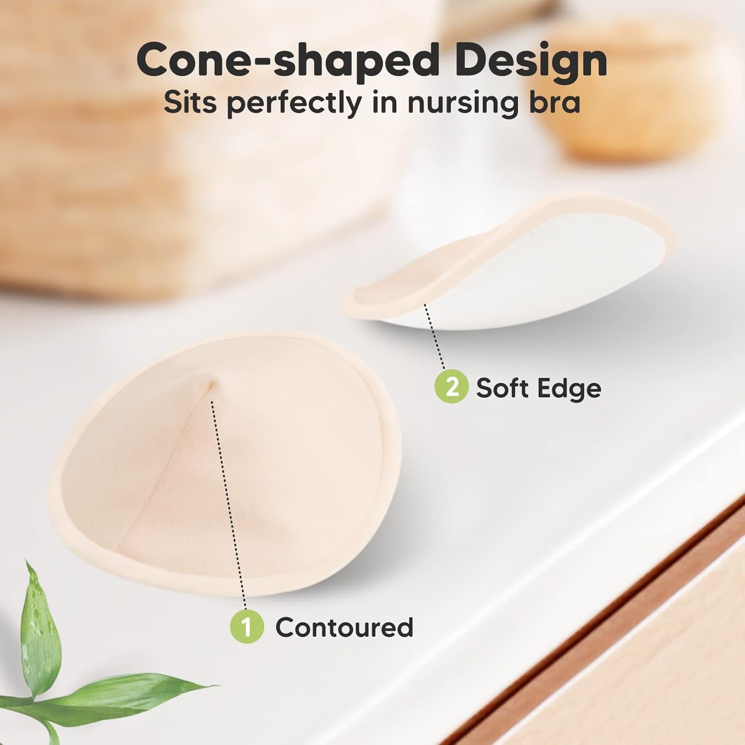 14-Pack Organic Bamboo Nursing Pads - Reusable Breast Pads for Breastfeeding, Nipple Pads, Washable Nursing Pad, Breastfeeding Pads for Leaking, Breast Milk Pads, Bra Pads