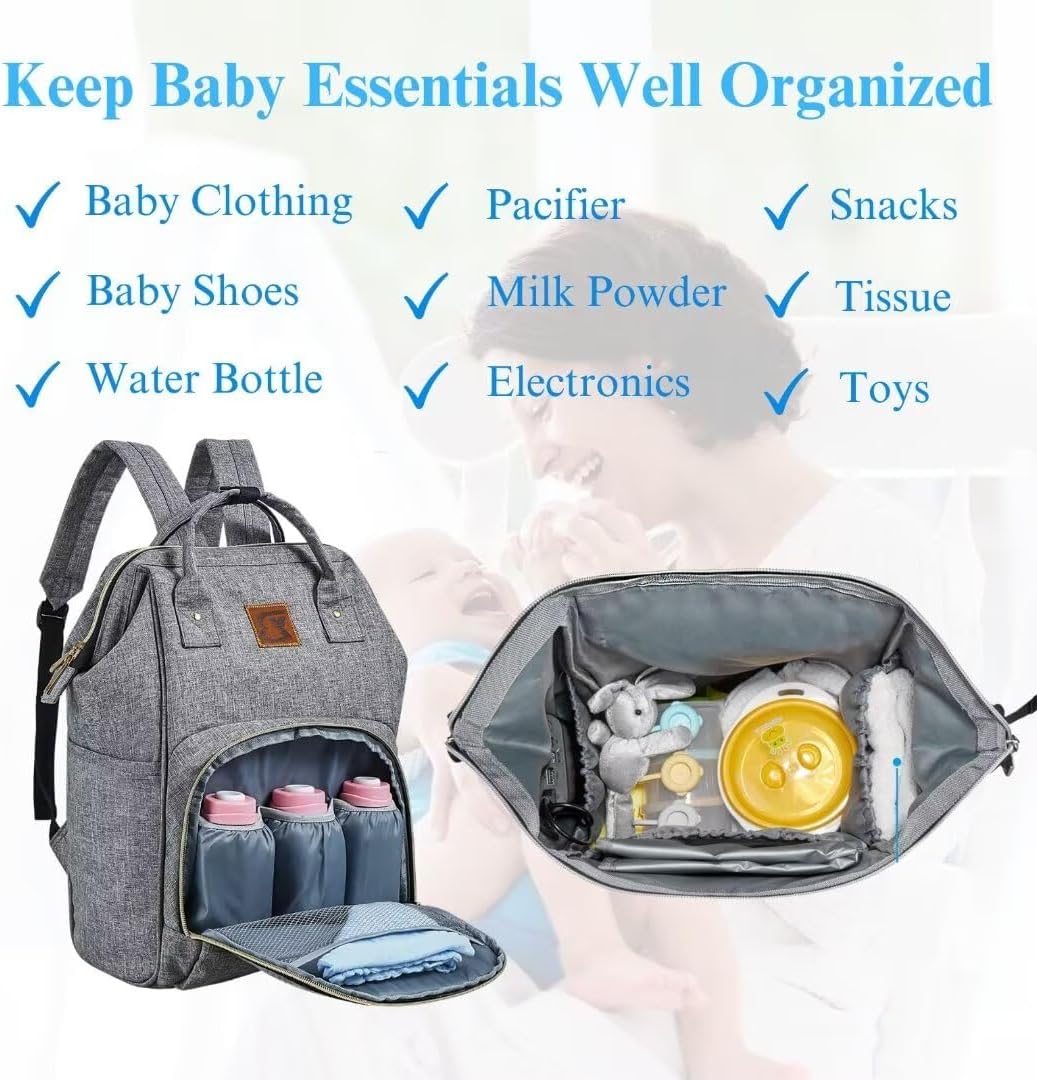Baby Diaper Bag Backpack Baby Care Bag with Stroller Straps and Multifunctional Waterproof Baby Stuff Travel Backpack with Insulated Pockets and Large Maternity Baby Bags