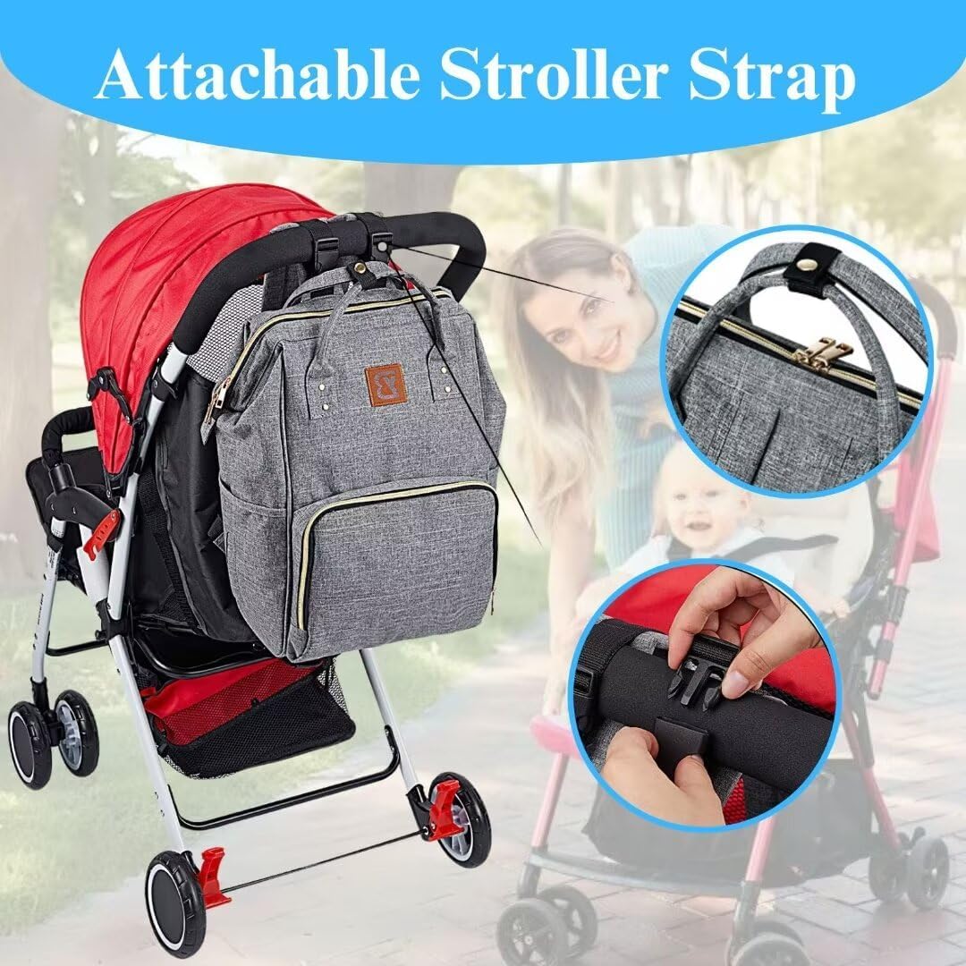 Baby Diaper Bag Backpack Baby Care Bag with Stroller Straps and Multifunctional Waterproof Baby Stuff Travel Backpack with Insulated Pockets and Large Maternity Baby Bags