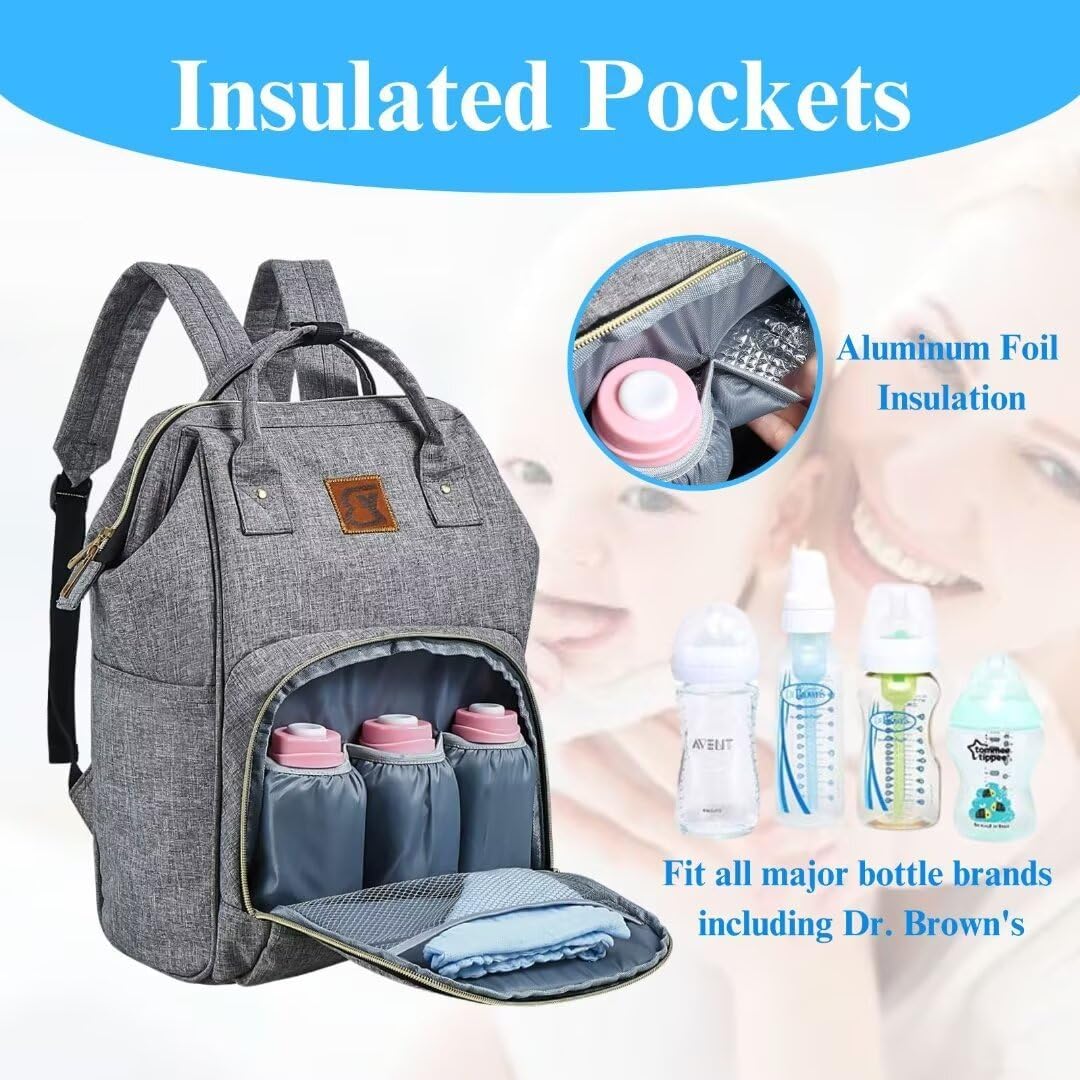 Baby Diaper Bag Backpack Baby Care Bag with Stroller Straps and Multifunctional Waterproof Baby Stuff Travel Backpack with Insulated Pockets and Large Maternity Baby Bags