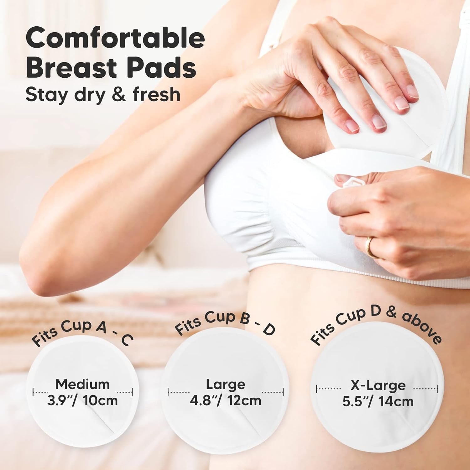 14-Pack Organic Bamboo Nursing Pads - Reusable Breast Pads for Breastfeeding, Nipple Pads, Washable Nursing Pad, Breastfeeding Pads for Leaking, Breast Milk Pads, Bra Pads