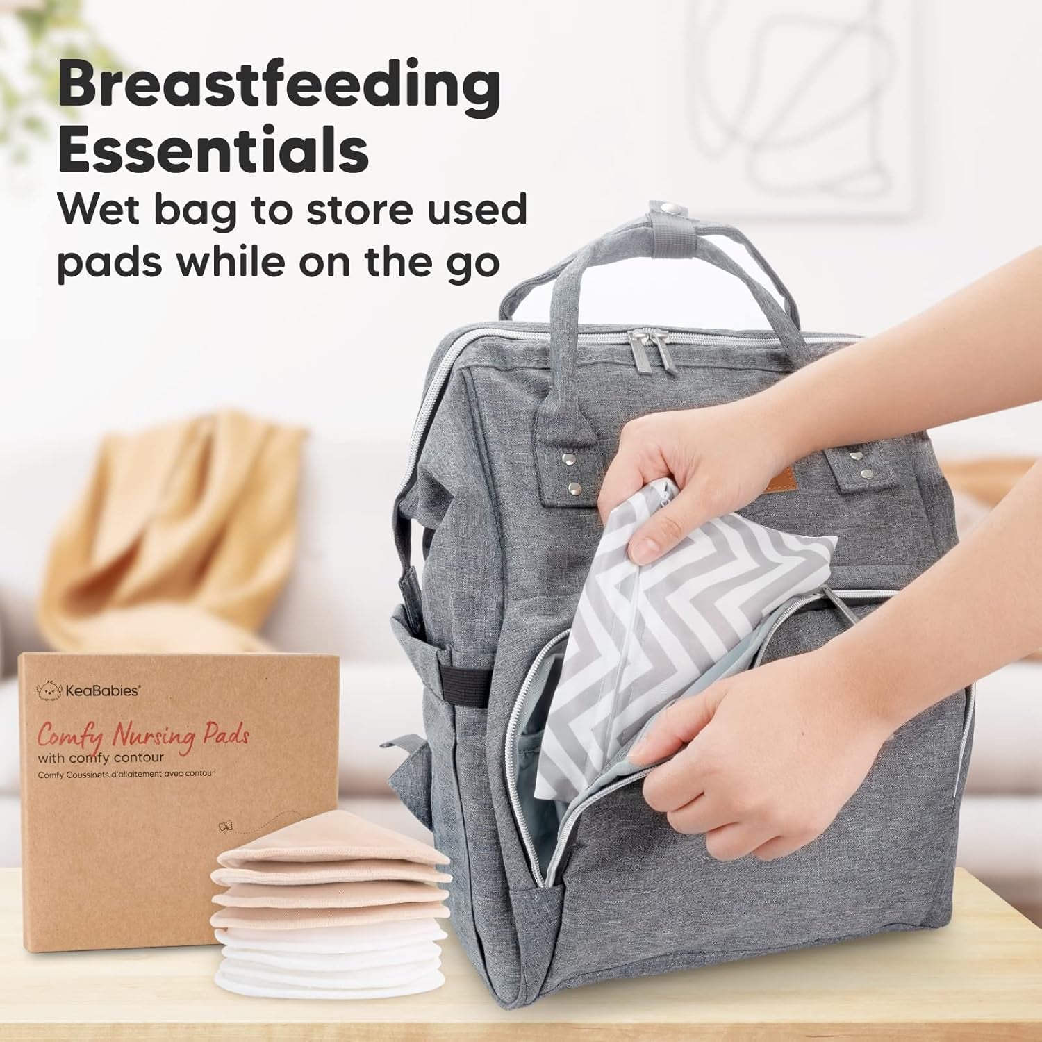 14-Pack Organic Bamboo Nursing Pads - Reusable Breast Pads for Breastfeeding, Nipple Pads, Washable Nursing Pad, Breastfeeding Pads for Leaking, Breast Milk Pads, Bra Pads