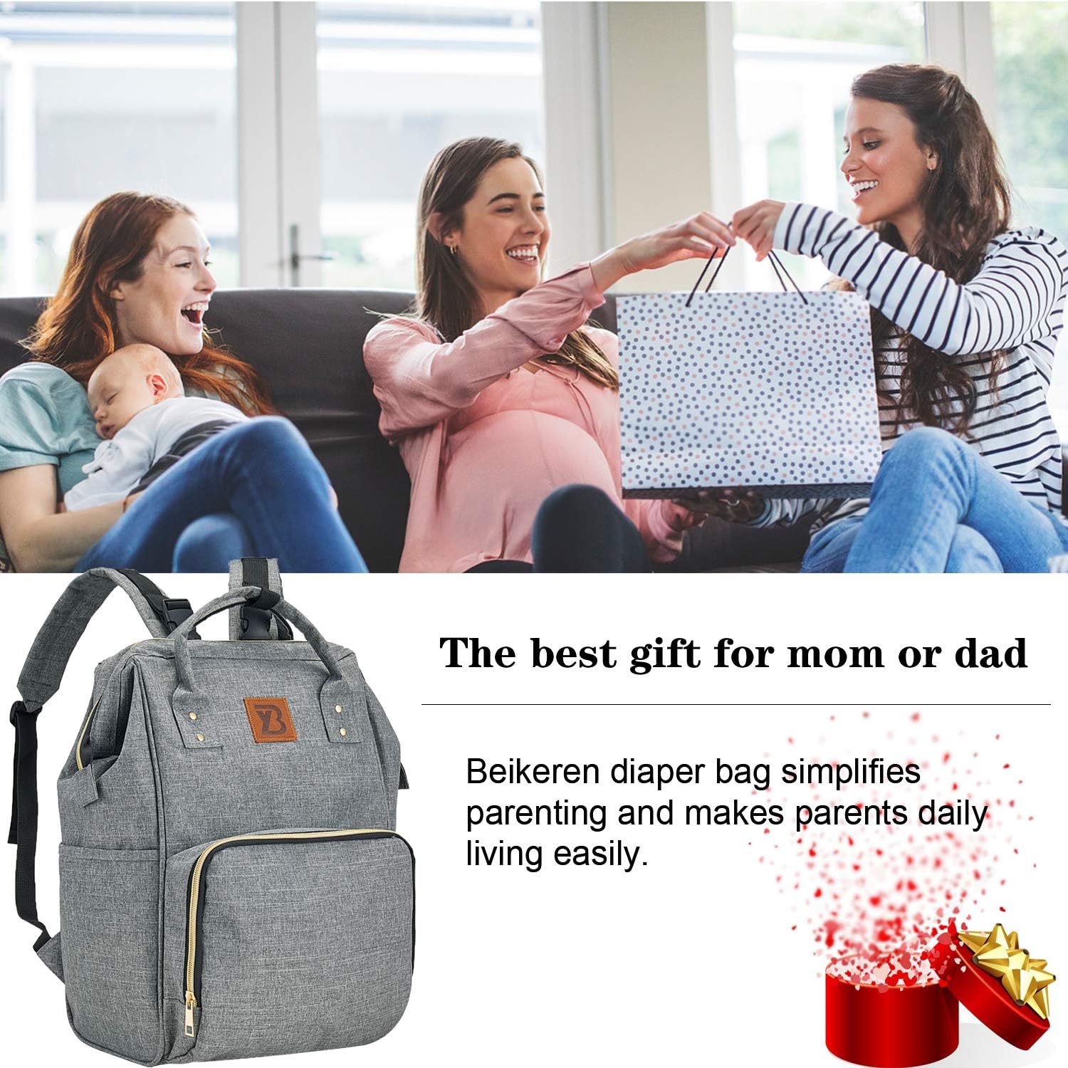 Baby Diaper Bag Backpack Baby Care Bag with Stroller Straps and Multifunctional Waterproof Baby Stuff Travel Backpack with Insulated Pockets and Large Maternity Baby Bags