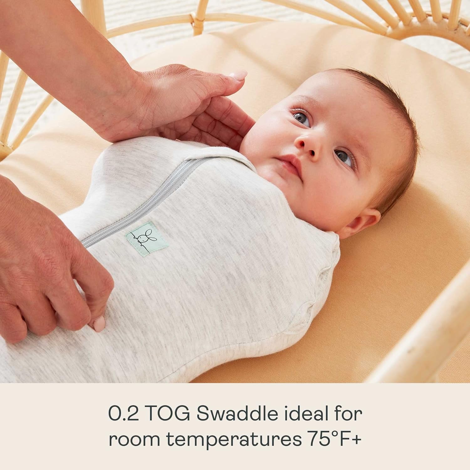 Cocoon Swaddle Bag – TOG Rated for Warmth, Breathable Organic Cotton Baby Swaddle, Two-Way Zip, Arms In or Out