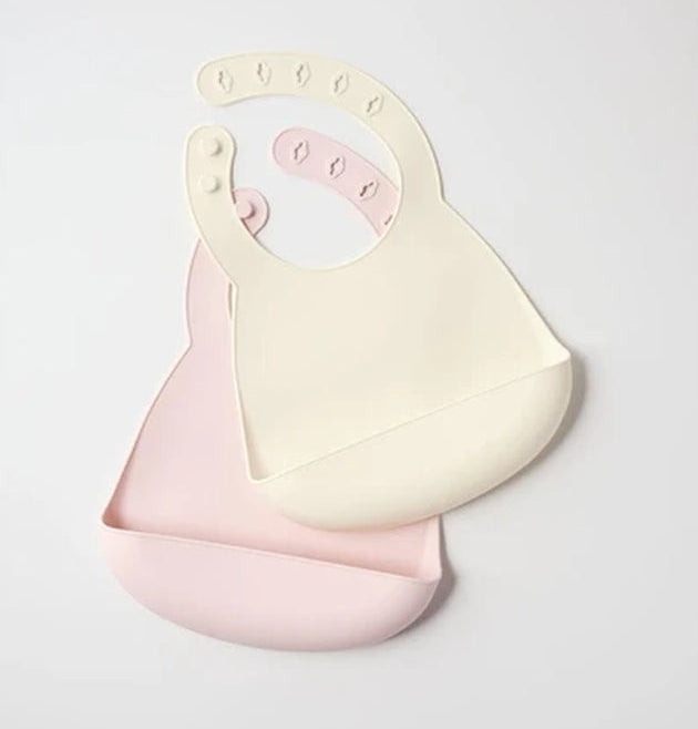 Stylish & Functional 2-Pack Silicone Baby Feeding Bibs in Blush & Pannacotta