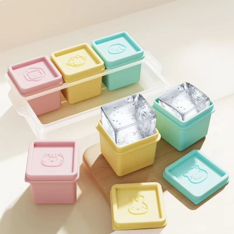 Versatile 6-Cube Silicone Ice Tray with Lid - Perfect for Whiskey, Soups, Cocktails, and More!