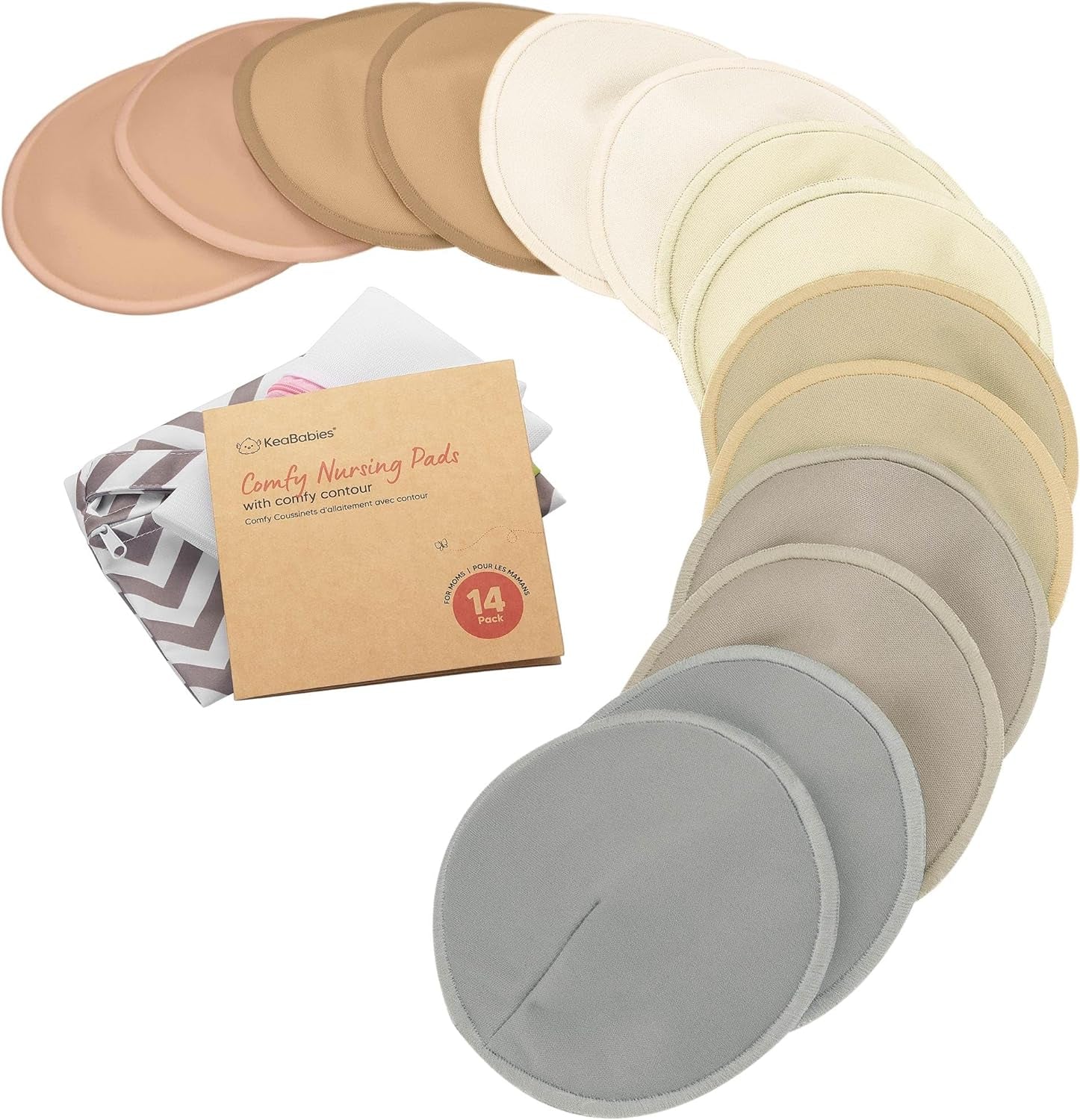 14-Pack Organic Bamboo Nursing Pads - Reusable Breast Pads for Breastfeeding, Nipple Pads, Washable Nursing Pad, Breastfeeding Pads for Leaking, Breast Milk Pads, Bra Pads