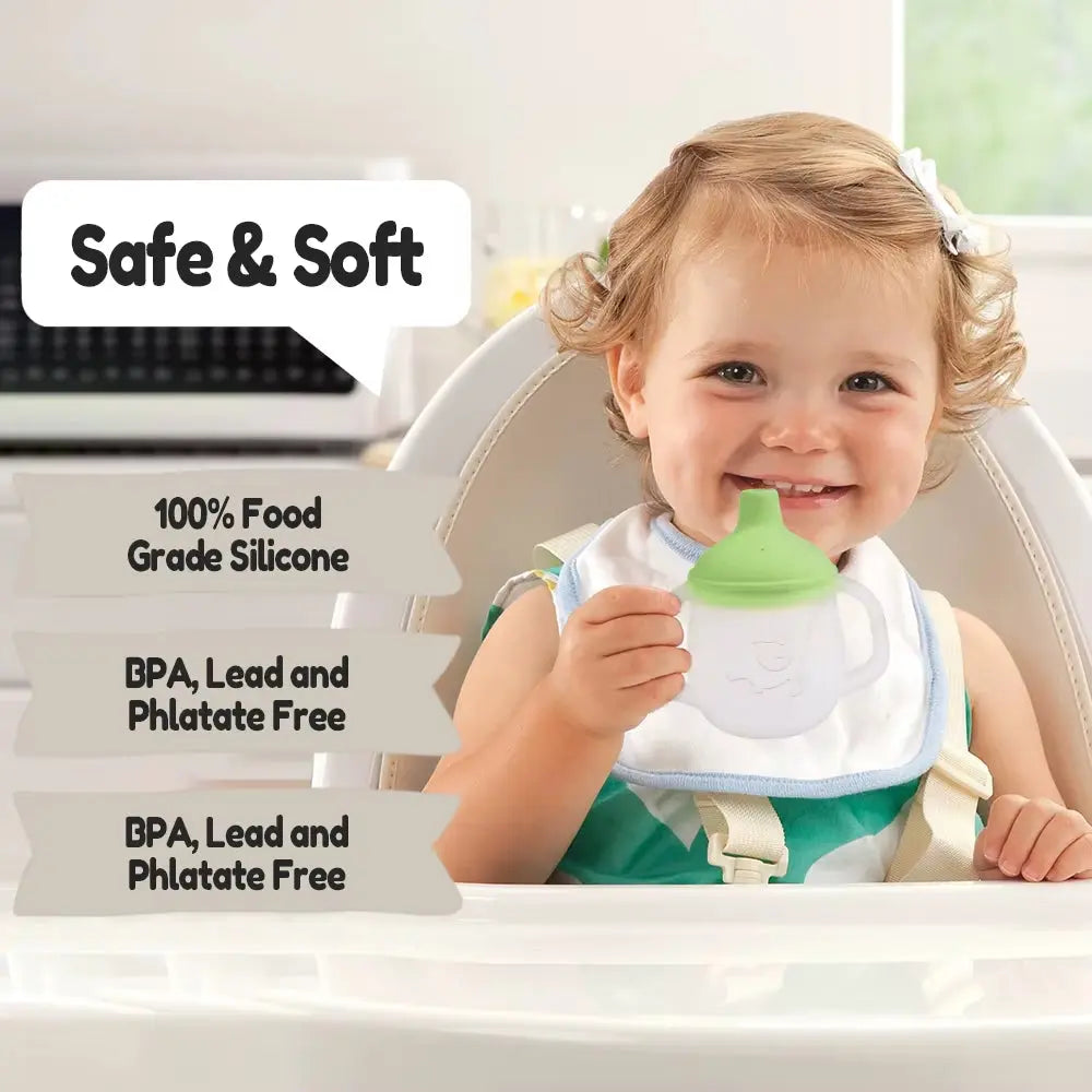 Introducing the Ultimate Baby Silicone Sippy Cup: 150ml Soft Spout Training Cup with Easy Grip Handles for Toddlers