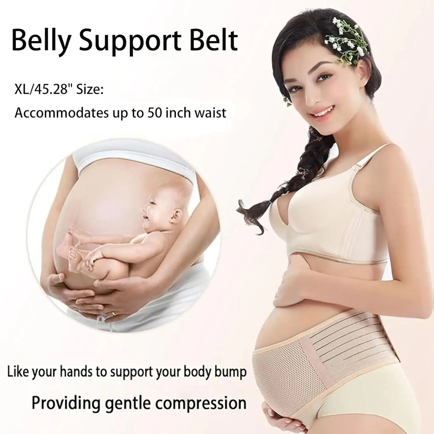 Ultimate Comfort Adjustable Maternity Belly Band - Breathable Support for Pregnancy & Postpartum Relief - One Size in Nude