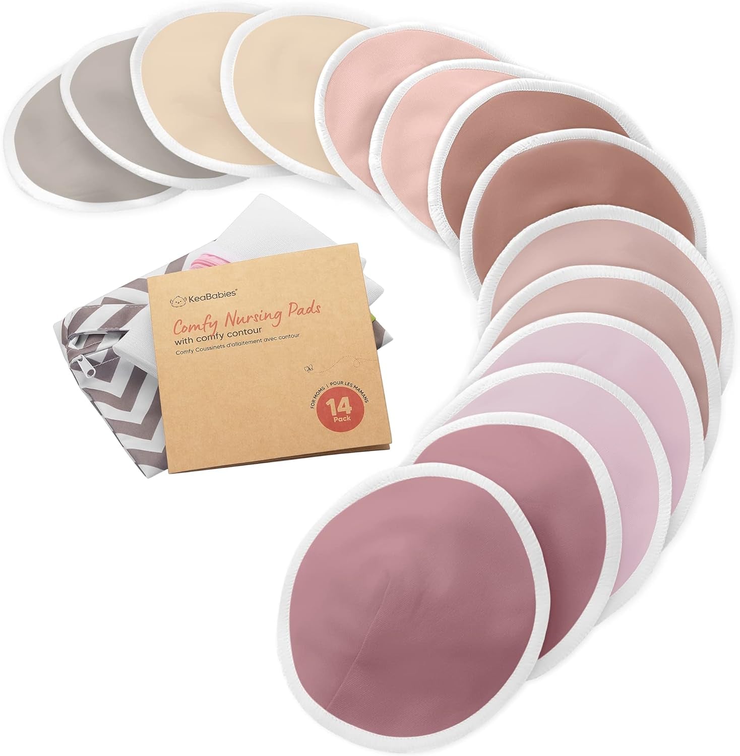 14-Pack Organic Bamboo Nursing Pads - Reusable Breast Pads for Breastfeeding, Nipple Pads, Washable Nursing Pad, Breastfeeding Pads for Leaking, Breast Milk Pads, Bra Pads