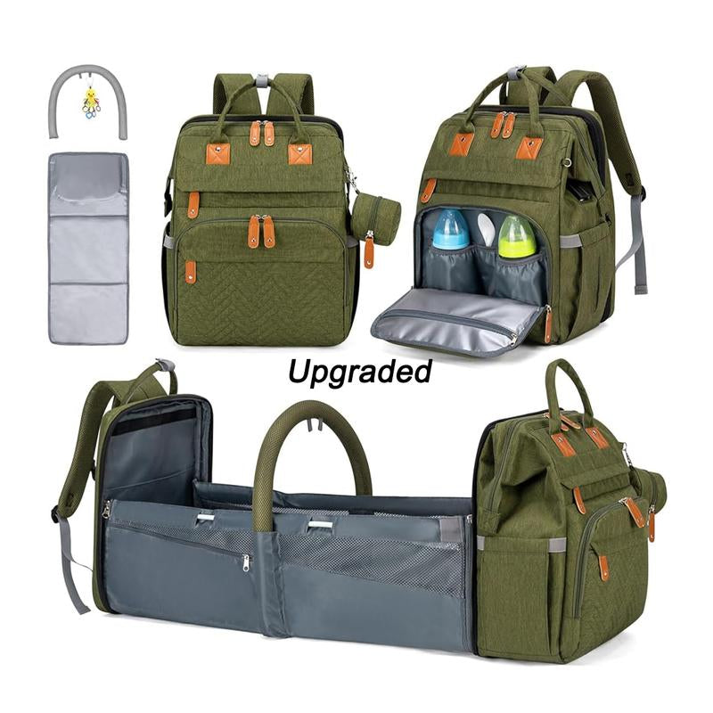 Kabaqoo's Chic Mommy Backpack: Ultimate Diaper Bag with Mosquito Net & Foldable Baby Bed for On-the-Go Moms