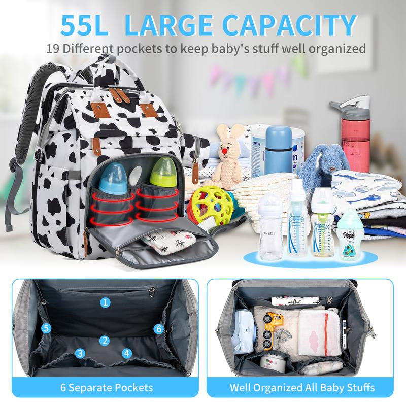 Kabaqoo's Chic Mommy Backpack: Ultimate Diaper Bag with Mosquito Net & Foldable Baby Bed for On-the-Go Moms