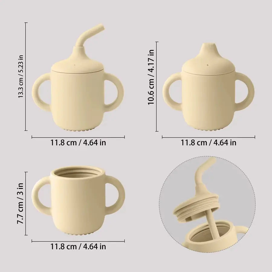 Introducing the Baby Silicone Straw Cup - The Perfect Portable Drinking Companion for Your Little One!