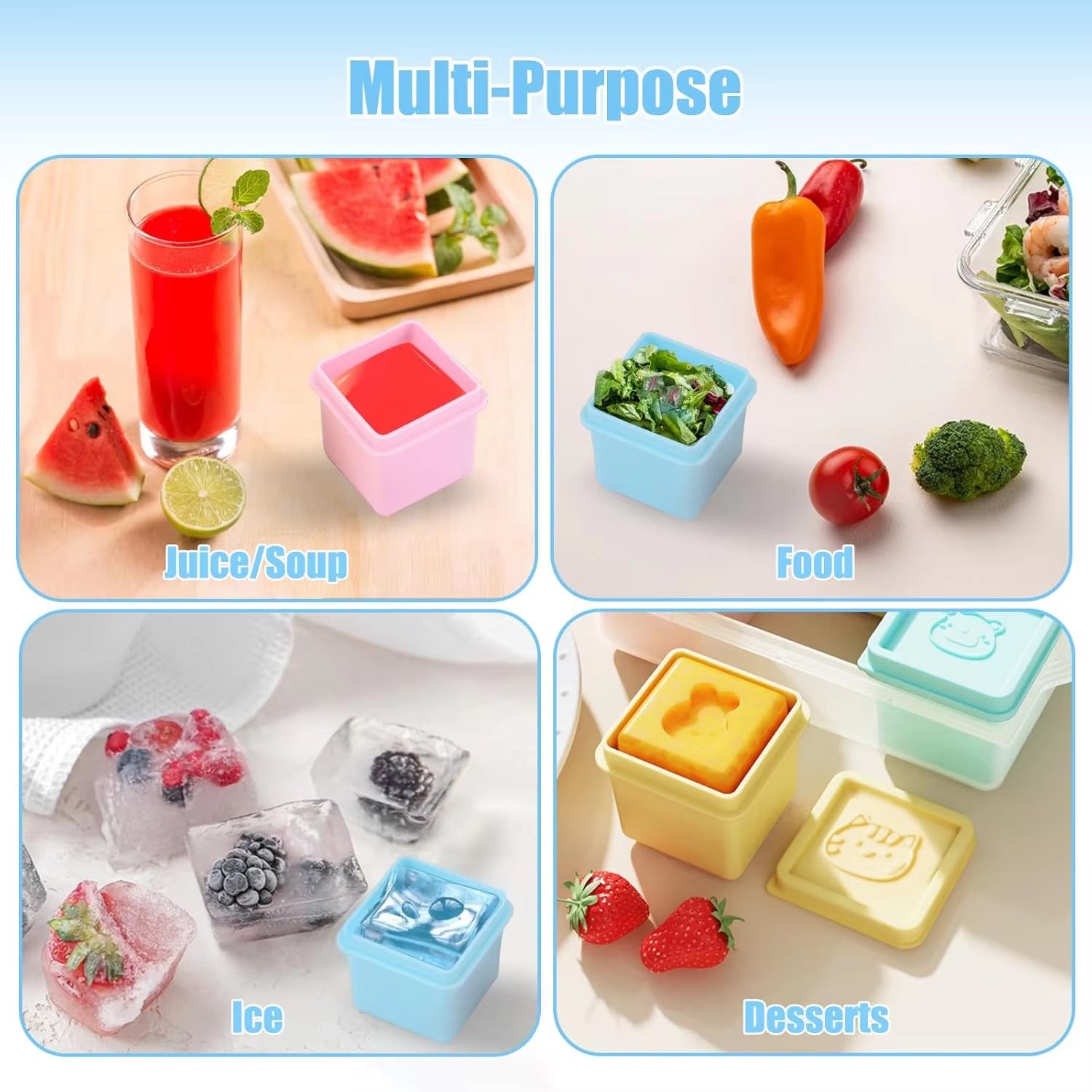 Versatile 6-Cube Silicone Ice Tray with Lid - Perfect for Whiskey, Soups, Cocktails, and More!