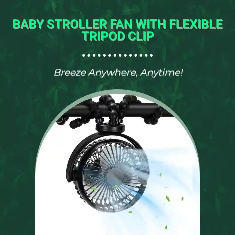 Baby Stroller Fan with Flexible Tripod Clip by@Outfy