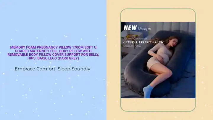 Memory Foam Pregnancy Pillow 170cm,Soft U Shaped Maternity Full Body Pillow with Removable Body Pillow Cover,Support for Belly, HIPS, Back, Legs (Dark Grey) by@Outfy