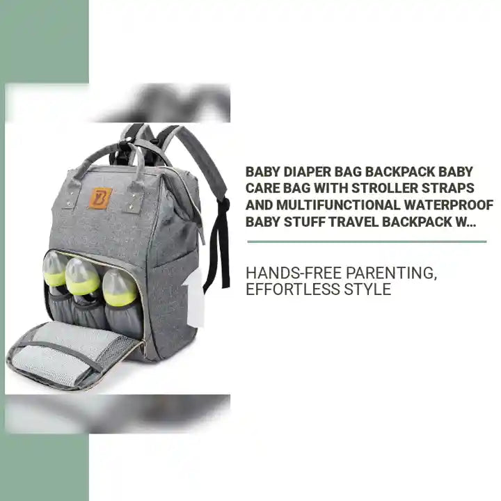 Baby Diaper Bag Backpack Baby Care Bag with Stroller Straps and Multifunctional Waterproof Baby Stuff Travel Backpack with Insulated Pockets and Large Maternity Baby Bags by@Outfy