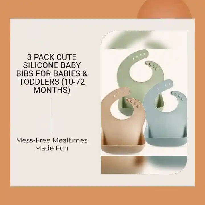 3 Pack Cute Silicone Baby Bibs for Babies &amp; Toddlers (10-72 Months) by@Outfy